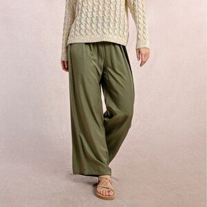 Army Green Olive Pull-on Elastic Waist pants